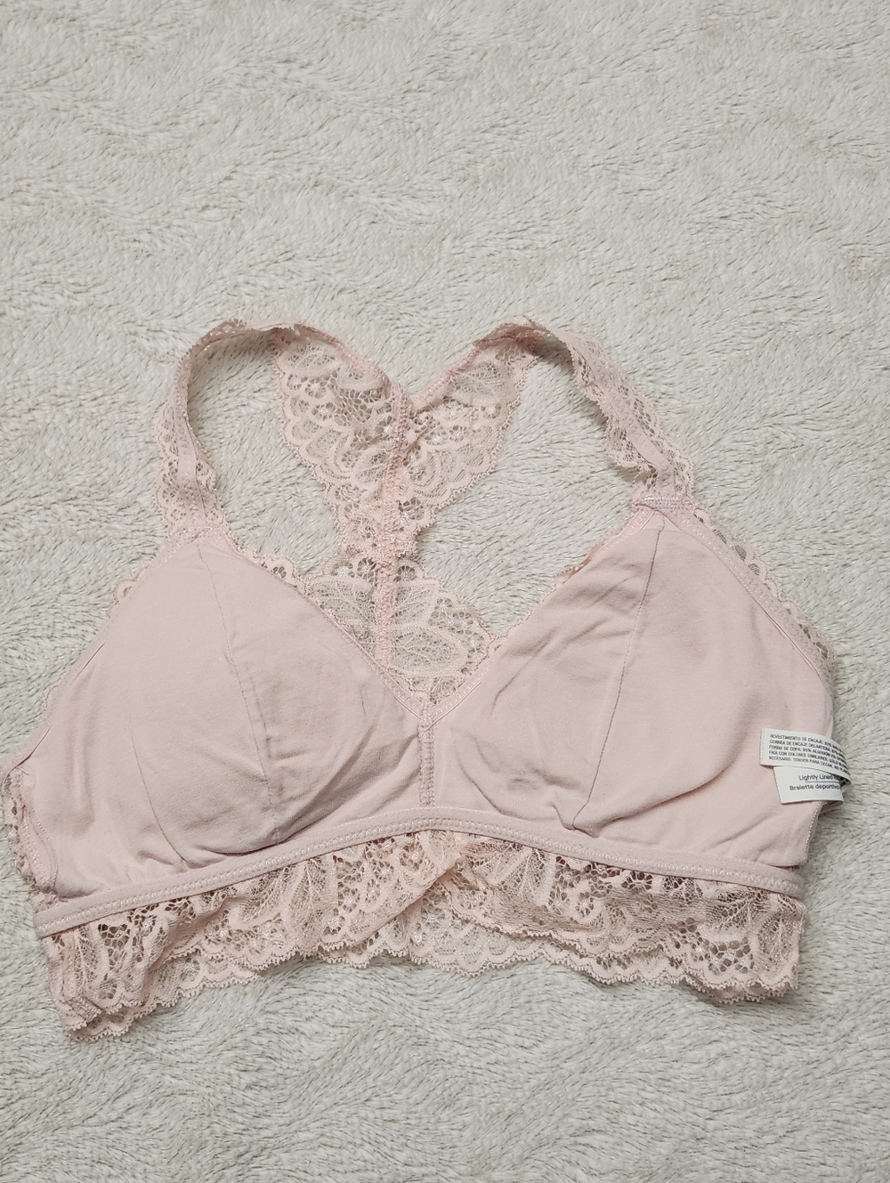 • Auden Size Small S Lightly Lined Lace Racerback Bralette Bra Light Pink - Picture 6 of 8